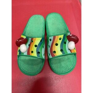 Crocs Classic Zen Garden Mushroom Slides Green Junior Size 5 Women Size 7